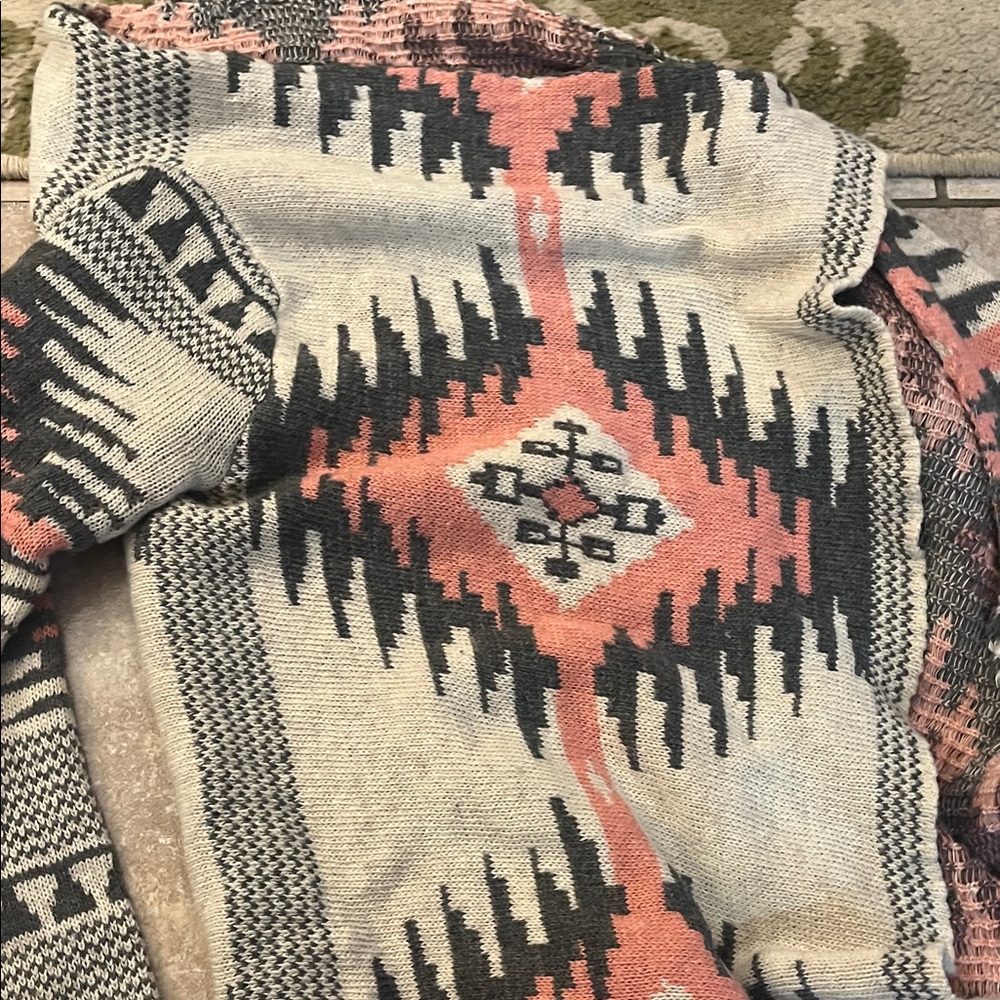 Aztec Patterned Open Front Cardigan - Picture 6 of 6